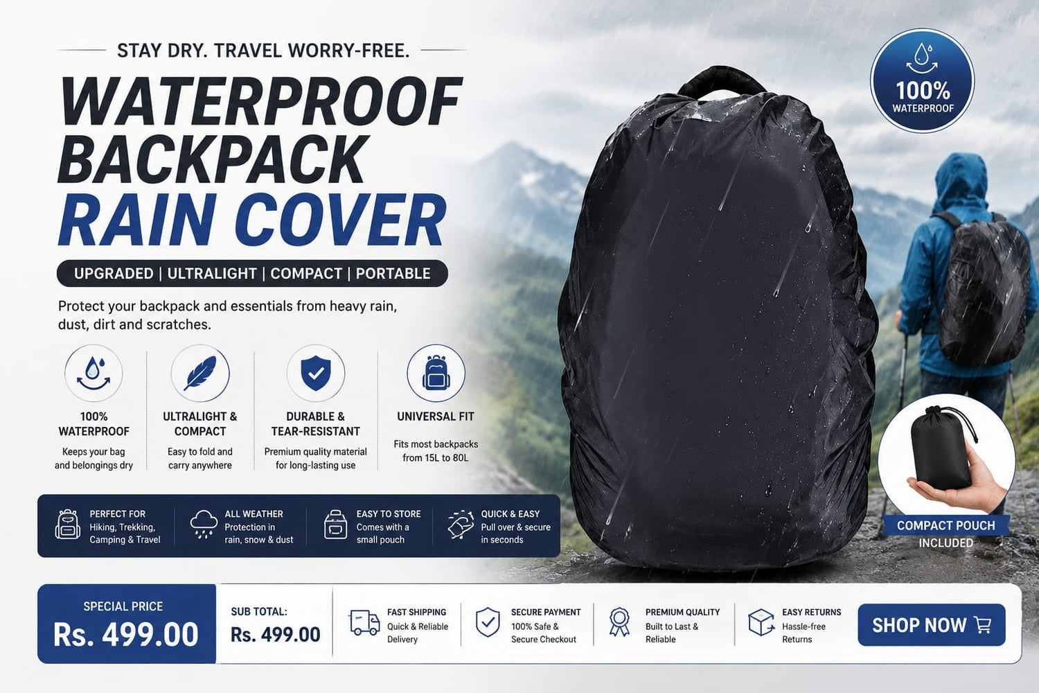 The Waterproof Backpack Rain Cover - Your Ultimate Lifesaver Against Rainy Days