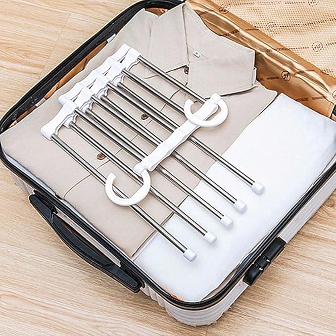 5 in 1 Hanger, Clothes Hanging Stainless Steel, Folding, Closet Organizer Pack of 2