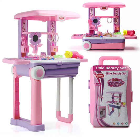 17746 Big Beauty Set Suitcase On Wheel The Ultimate Beauty Set On Wheels For Girls Makeup Kit Is Easy To Clean Use Portable Beauty Set With 25 Pieces For 3 Years Bis Approved. (Beauty Set Trolley)
