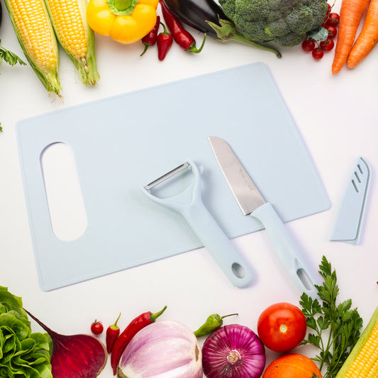 3 In 1 Kitchen Knife Chopping Board Set (1 Set)