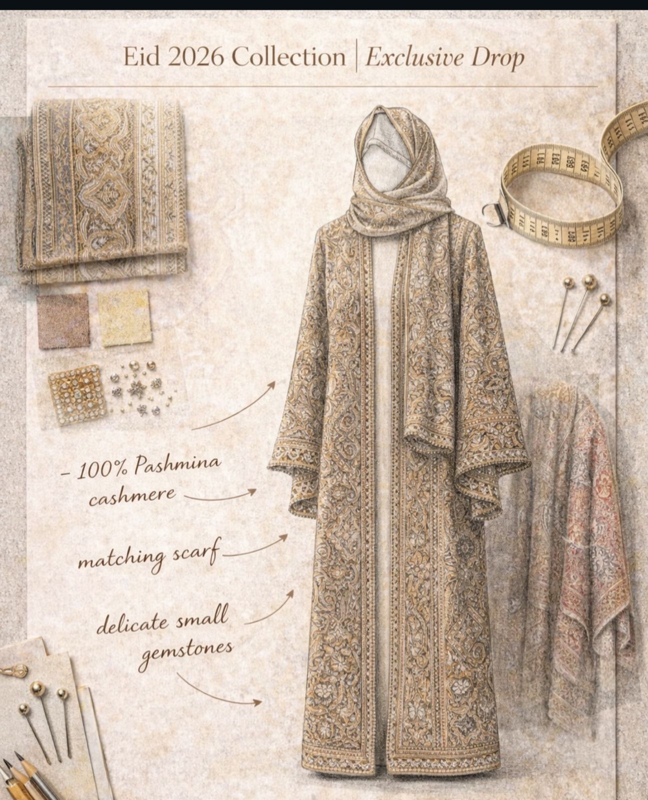 Exclusive Printed Pashmina Abaya with Matching Inner & Free Stole – Summer Collection |AFA