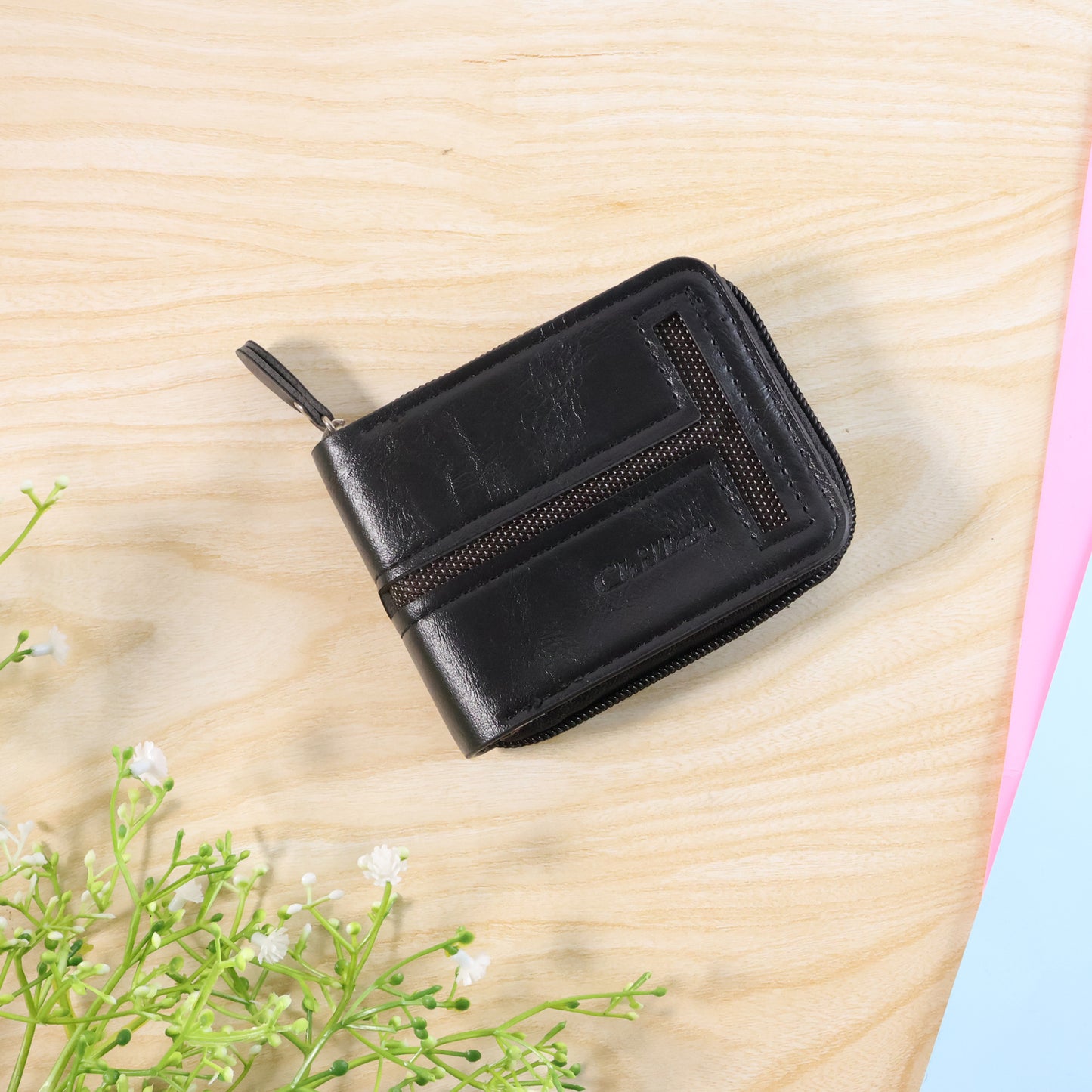 Compact Zip-around Card Holder Wallet For Men Women (1 Pc)