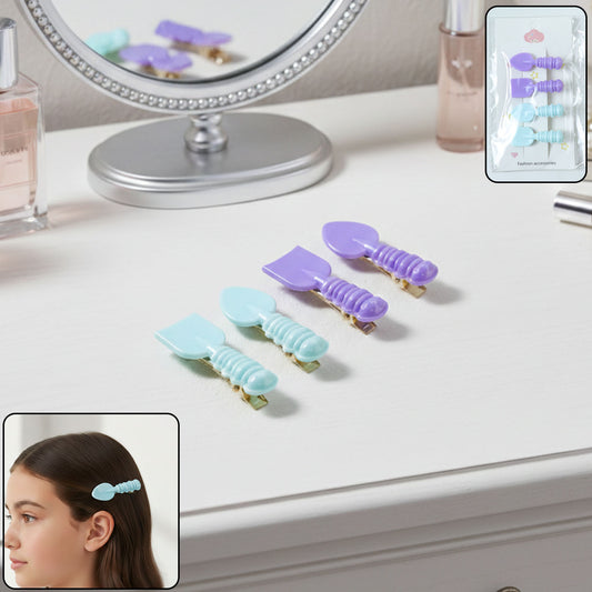 Cute Spoon Spatula Shape Decorative Hair Clip Set (4 Pc)