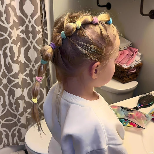 Colorful Soft Elastic Hair Bands Set For Kids Girls (10 Pkt 1 Set)