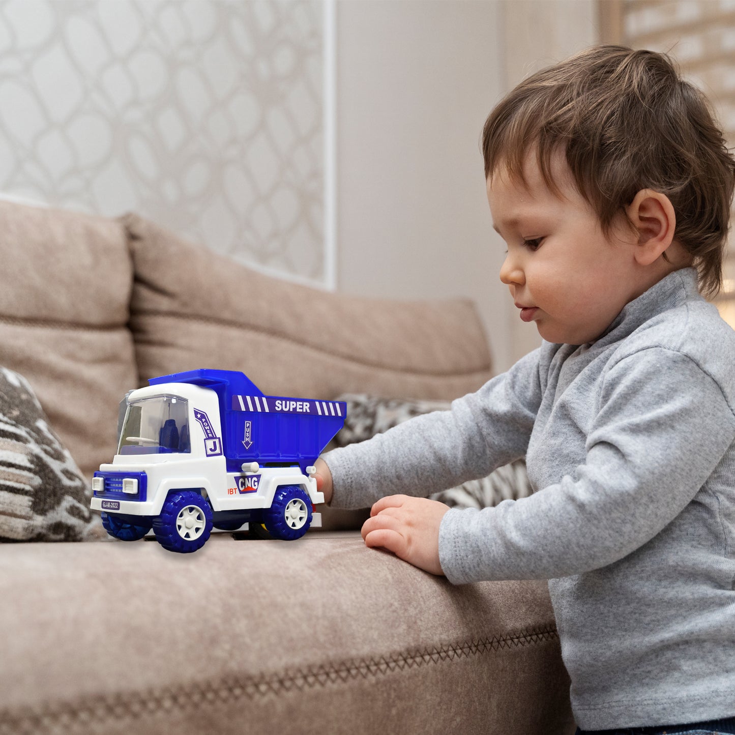 4485 Big Size Friction Powered Dumper Toy Truck For Kids. With Opening Container Feature. Strong Durable Plastic Material. Indoor Outdoor Play. Miniature Scaled Models Truck
