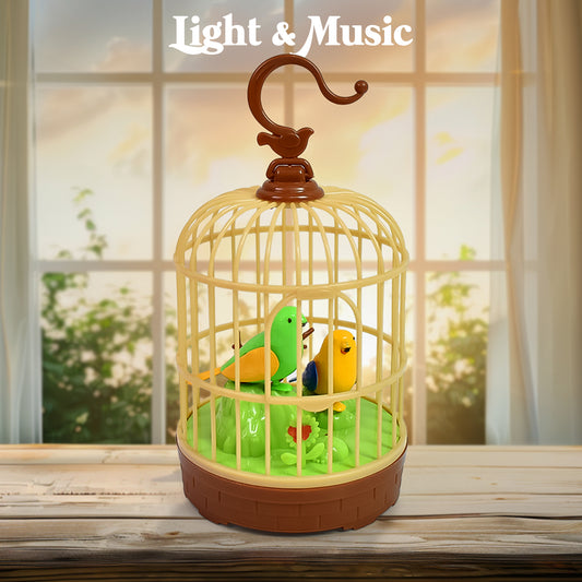 Sound Activated Chirping Bird In Hanging Cage Beautiful Pinjra Bird Toy (1 Pc Battery Not Operated)