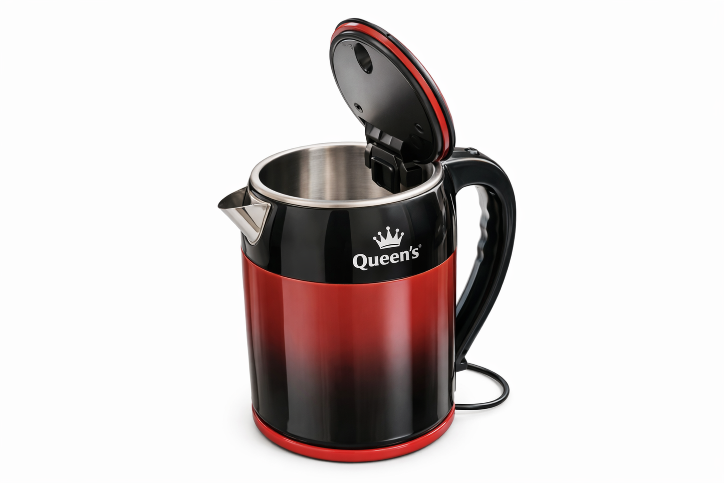 Queen’s Electric Kettle 4L IK-4L 2500W Fast Boiling Large Capacity Electric Kettle with Auto Shut Off 360° Swivel Base BPA Free Interior Black Red)