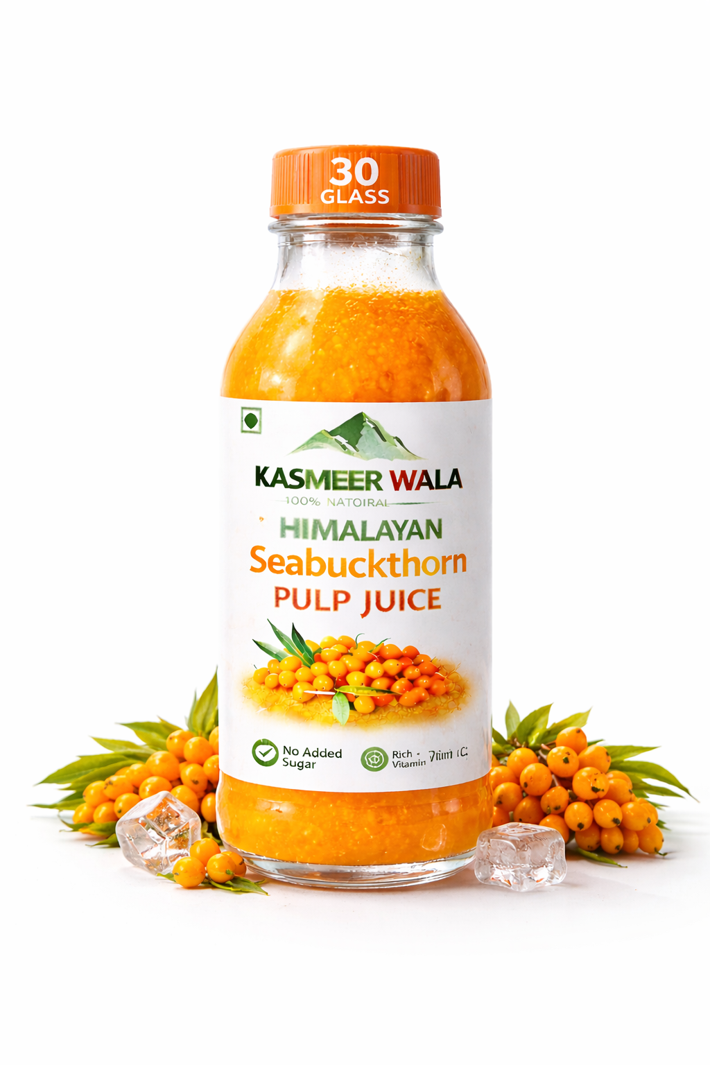 Kasmeer Wala Seabuckthorn Pulp Juice 300ml – 100% Natural Himalayan Superfruit Juice Rich in Antioxidants & Vitamin C