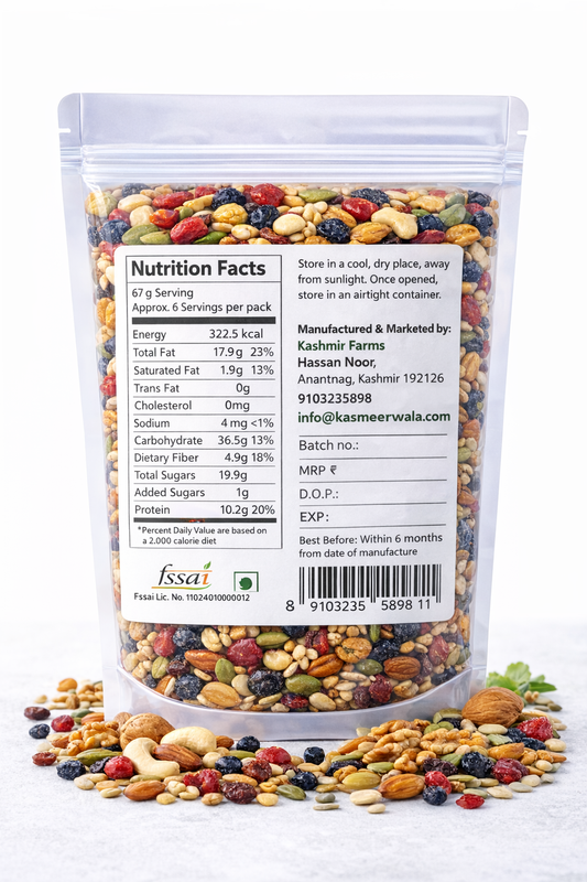 KASMEER WALA Healthy Breakfast Mix with Nuts, Seeds & Berries – High Protein Superfood Blend 500g