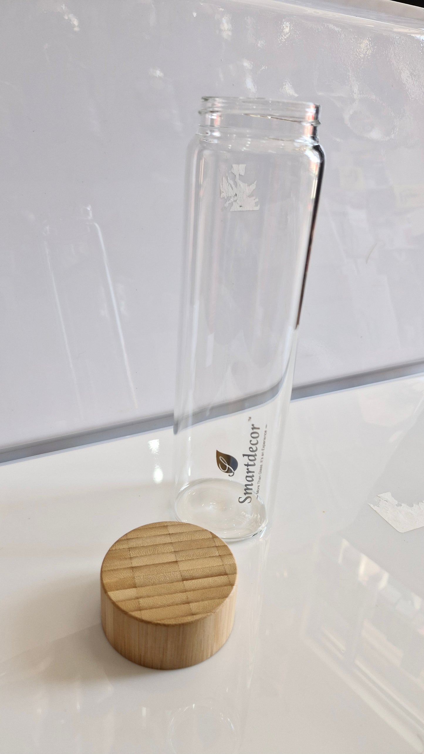 750ml Transparent Glass Water Bottle – Open Lid Design | Reusable Clear Bottle for Daily Use | Eco-Friendly Drinkware
