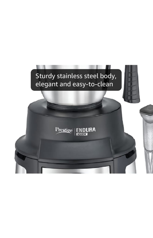 Prestige Endura 1000W 2-in-1 Juicer Mixer Grinder with 4 Jars | Heavy Duty Motor | Stainless Steel Body