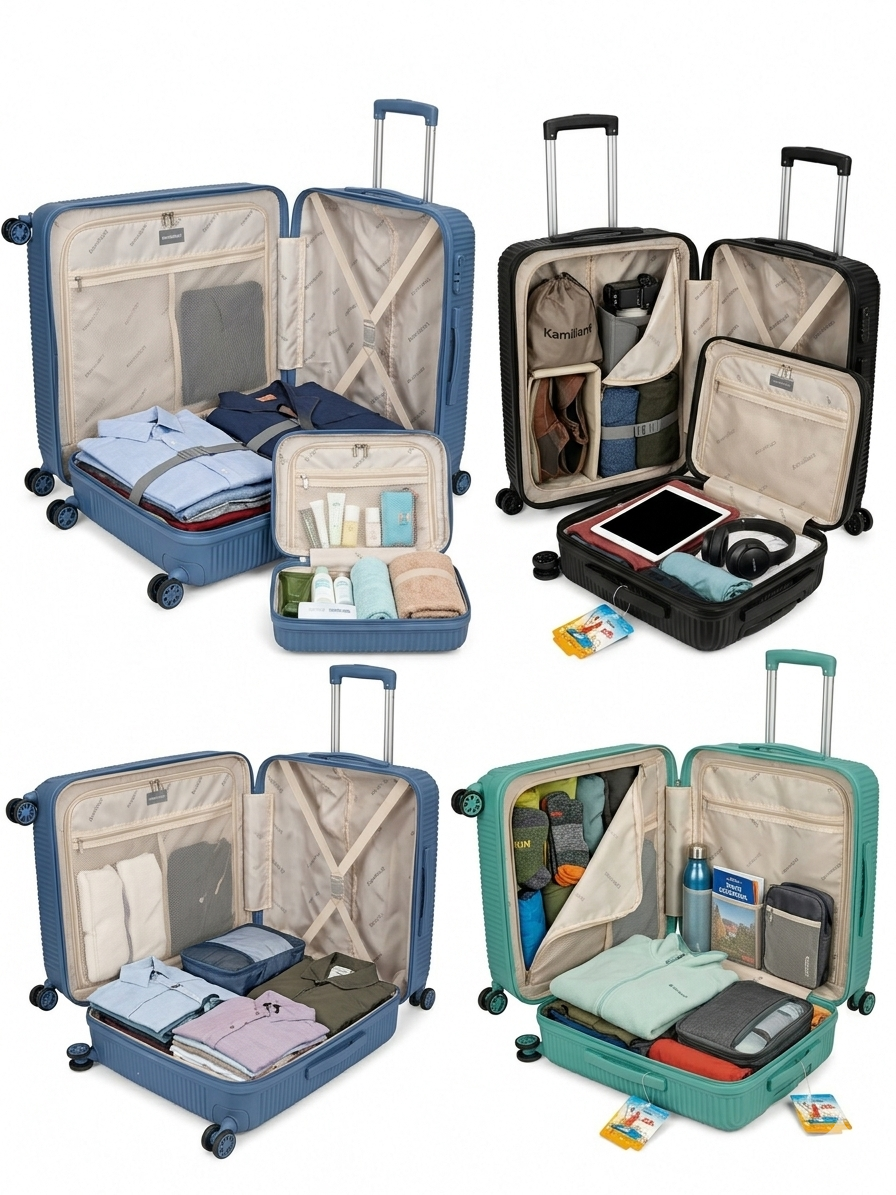 Kamiliant Nexus 3-Piece Luggage Set | Small + Medium + Large | PP Hard-Shell Trolley Set | 8 Spinner Wheels | 3-Digit Lock