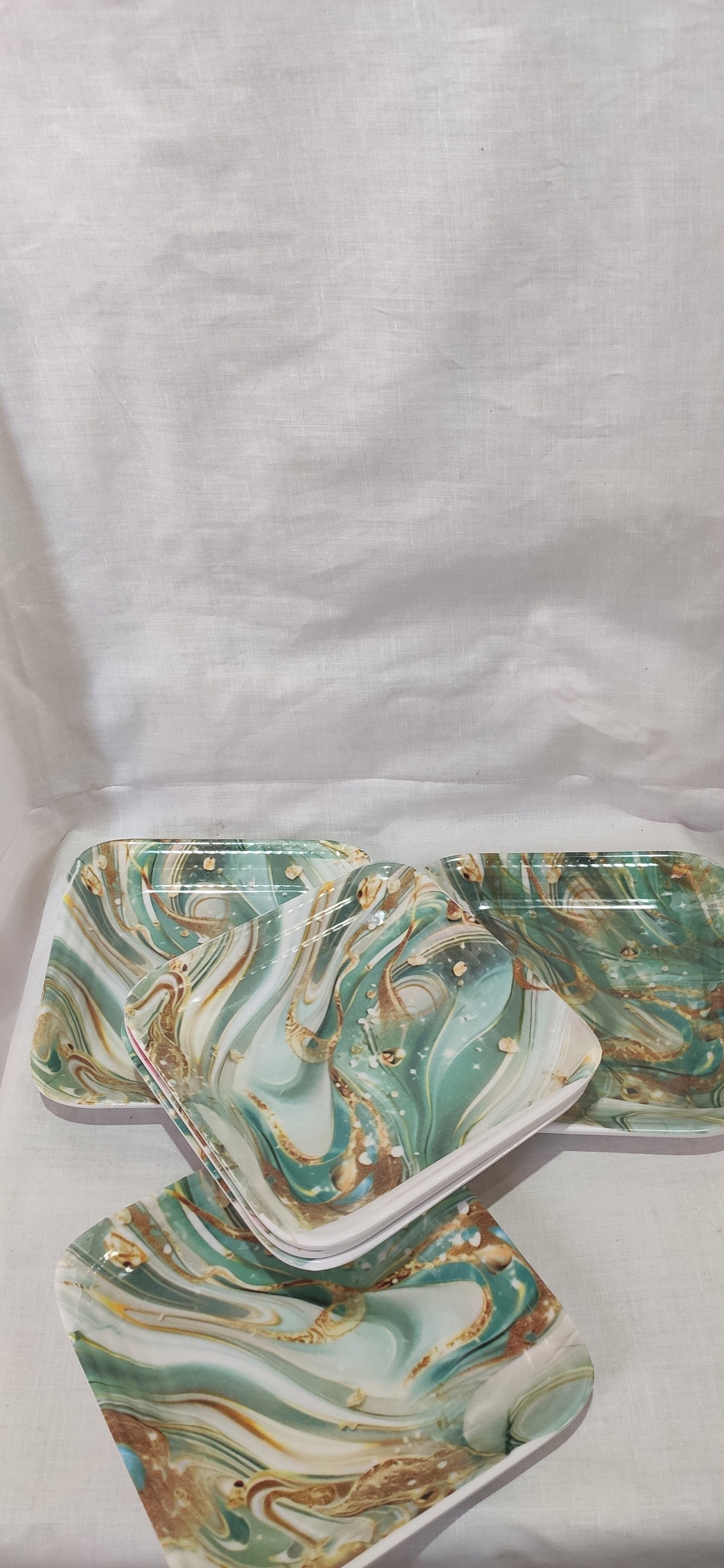 6 Pc Melamine Plate Set | Unbreakable | Premium Designer Serving Plates