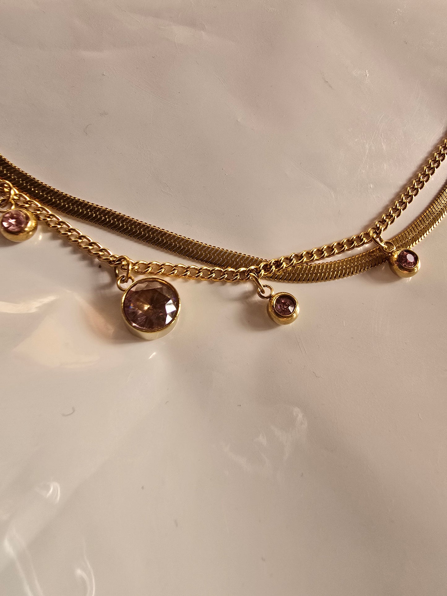 Blush Herringbone Layered Bracelet