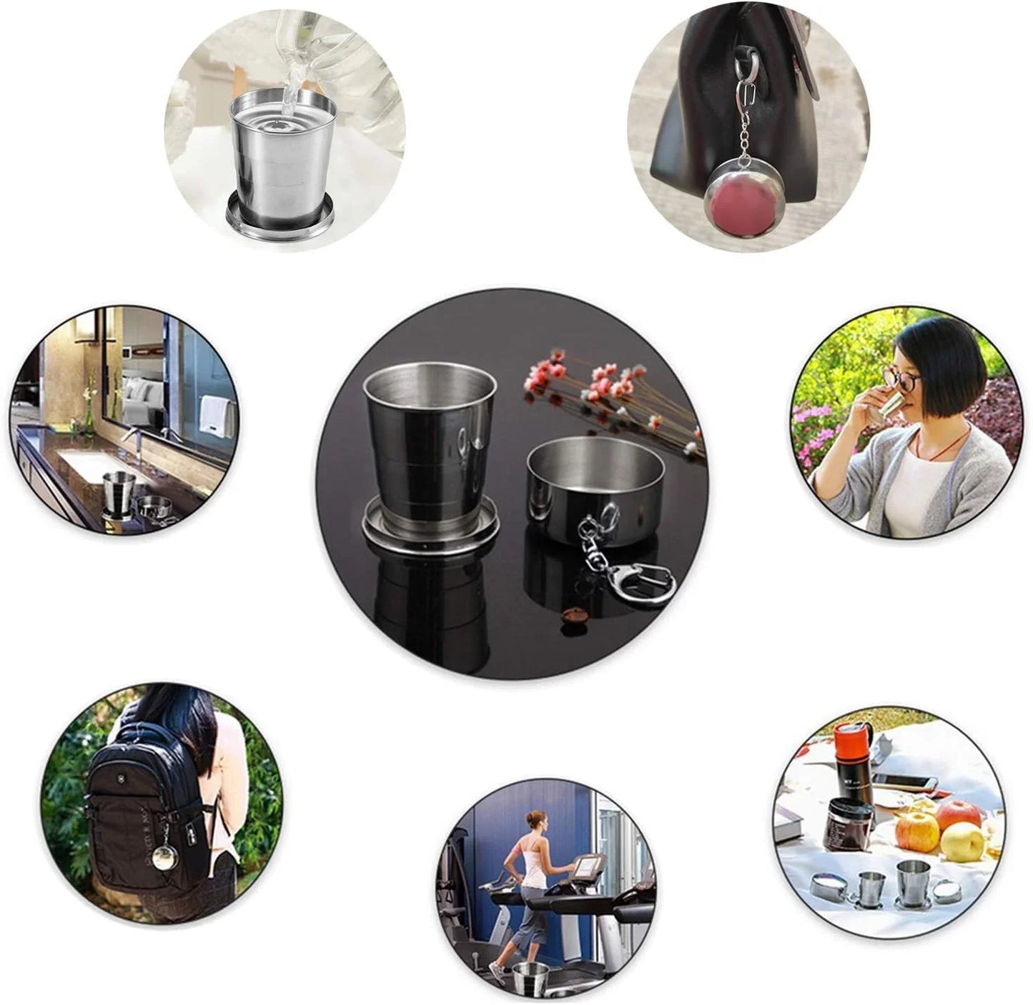 Stainless steel telescopic collapsible foldable water cup