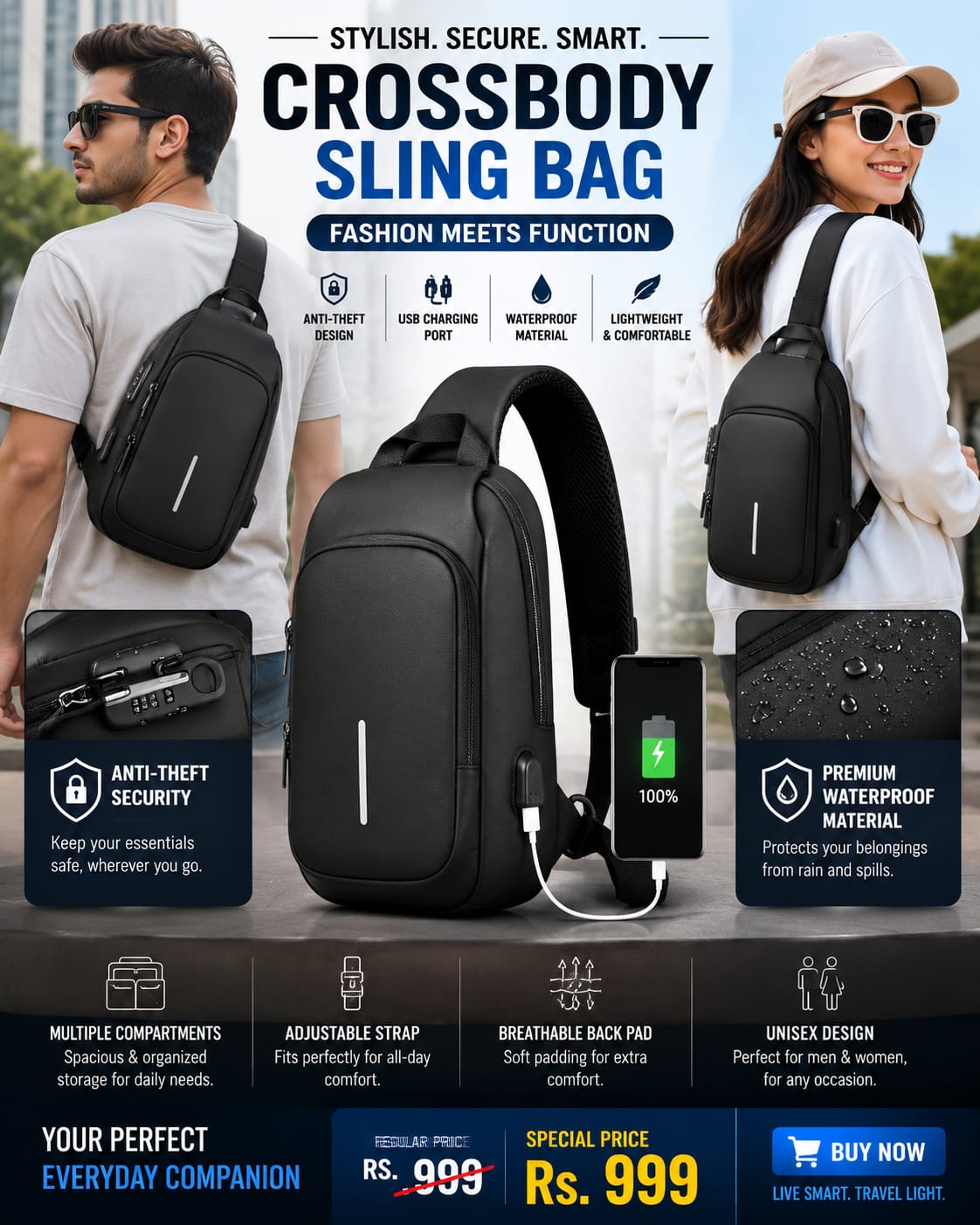 Crossbody Sling Bag for Men & Women – the Perfect Blend of Style, Comfort & Security