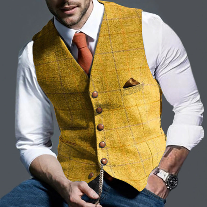 Gentleman Style Blue Waistcoat – Premium Formal Vest for Men with Vintage Buttons | Smart Casual & Party Wear