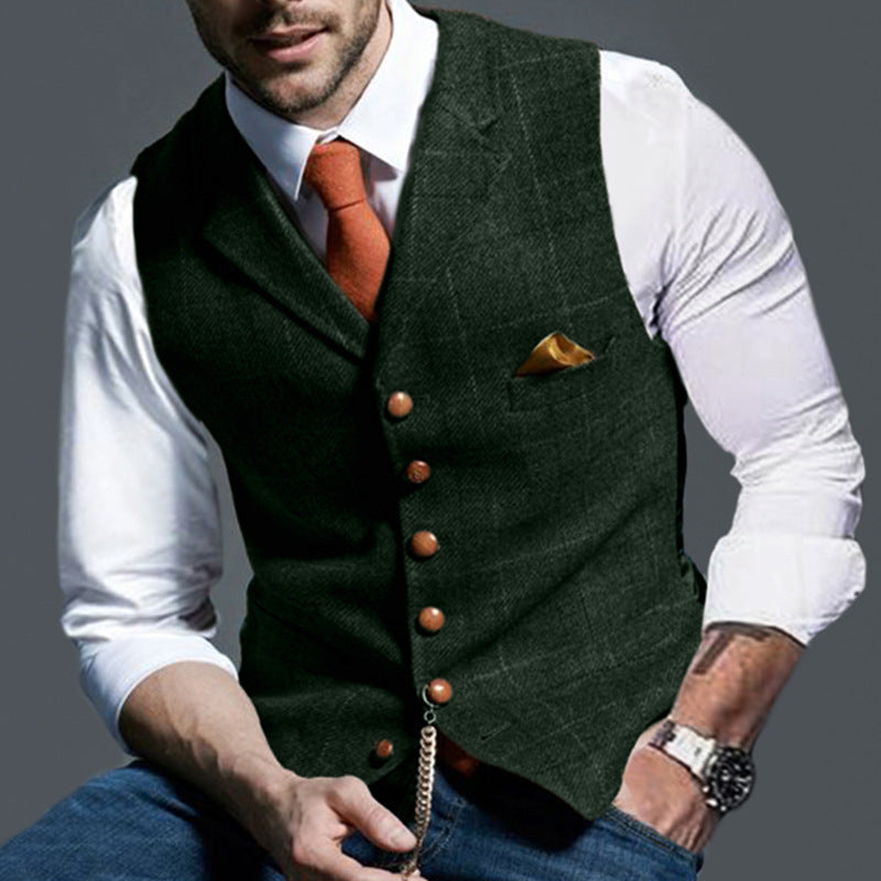 Gentleman Style Blue Waistcoat – Premium Formal Vest for Men with Vintage Buttons | Smart Casual & Party Wear