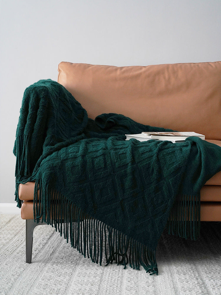 Jacquard Knitted Bed Tail Towel – Autumn Winter Acrylic Blanket