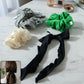 Stylish Fabric Hair Scrunchie With Bow Tie Design(1 Pc Mix Color  Design)