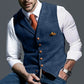 Gentleman Style Blue Waistcoat – Premium Formal Vest for Men with Vintage Buttons | Smart Casual & Party Wear