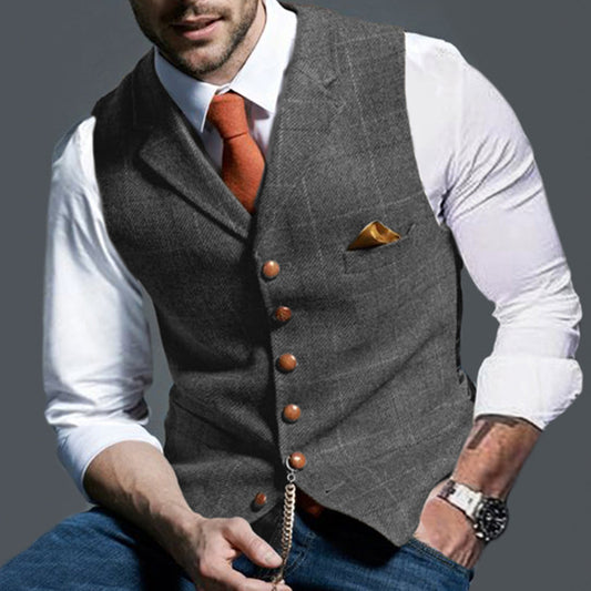 Gentleman Style Blue Waistcoat – Premium Formal Vest for Men with Vintage Buttons | Smart Casual & Party Wear