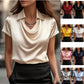 Elegant Minimalist Boat-neckline Shirt For Women