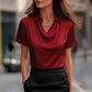 Elegant Minimalist Boat-neckline Shirt For Women