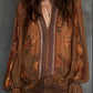 Caramel Vintage Floral Chiffon Shirt