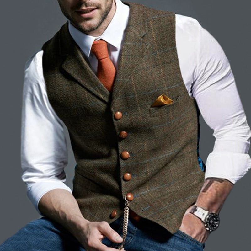 Gentleman Style Blue Waistcoat – Premium Formal Vest for Men with Vintage Buttons | Smart Casual & Party Wear