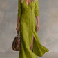 Fashionable Casual Cotton-Linen Long-Sleeve Womens Dress