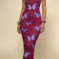Y2K Spicy Print Halter Neck Slim Fit Bodycon Long Dress For Women