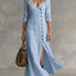 Fashionable Casual Cotton-Linen Long-Sleeve Womens Dress