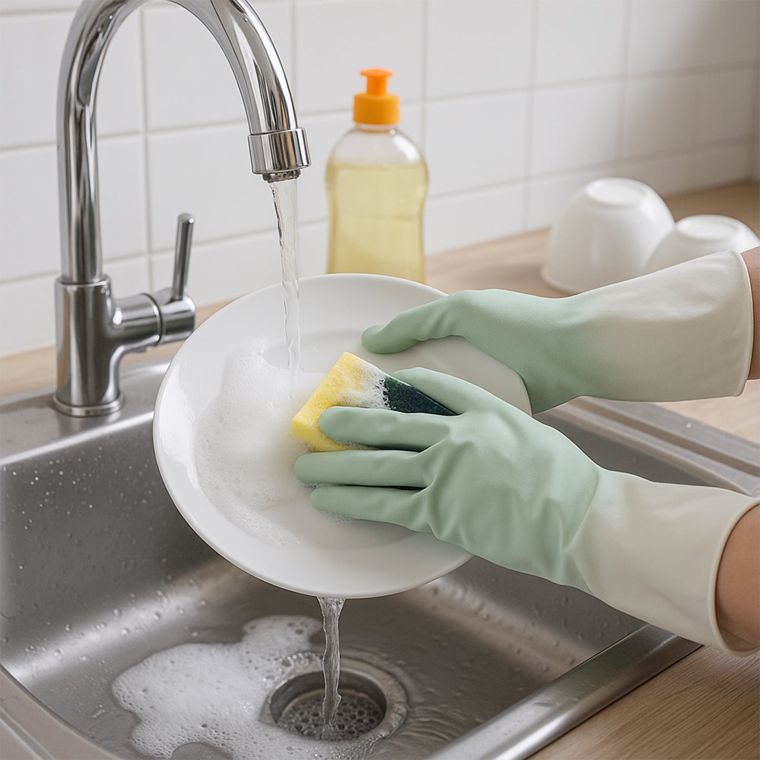 Latex Household Gloves (2 Pair  Mix Color)