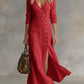 Fashionable Casual Cotton-Linen Long-Sleeve Womens Dress