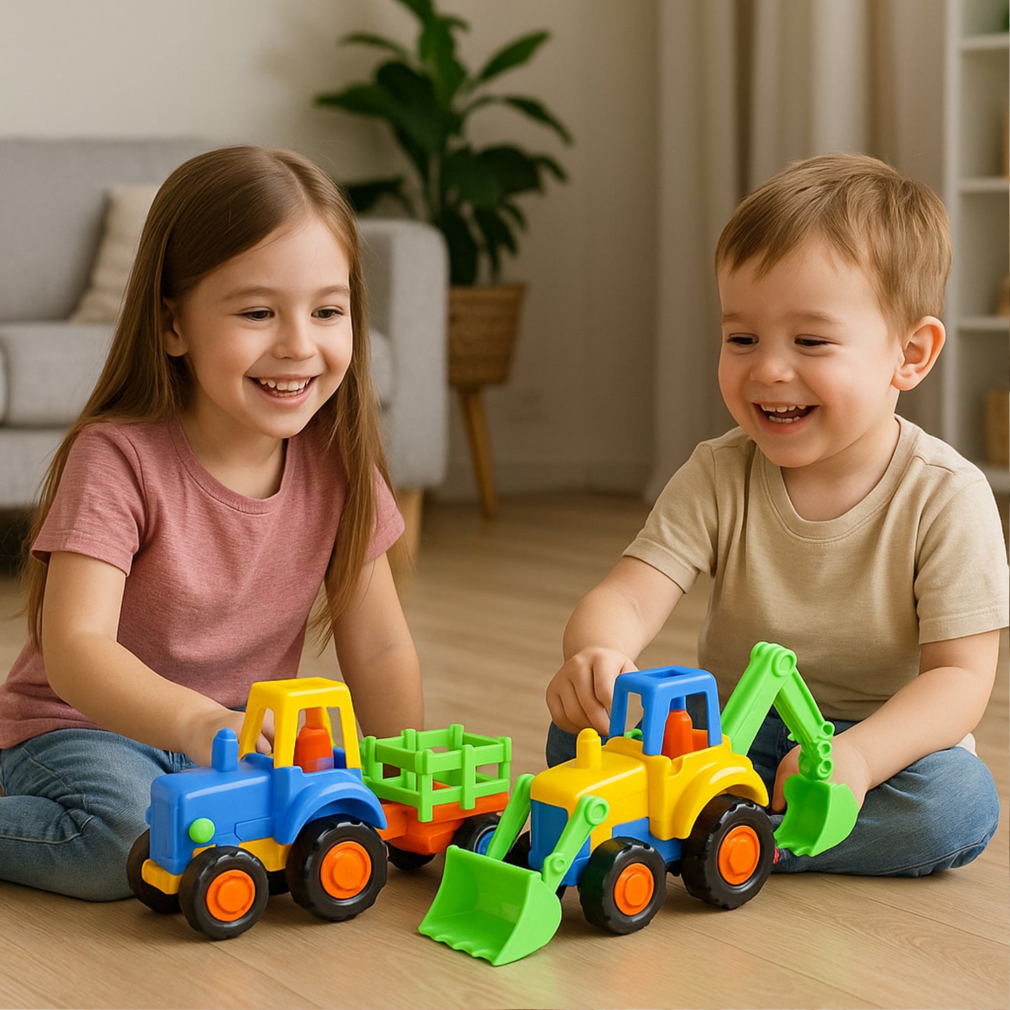 Funwoods Itsy Bitsy Construction Vehicle Toy Set For Kids - (8 Pc)