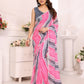 Netra Fashion Georgette Silk Printed Ready-to-Wear Saree with Lace Border (SCG)