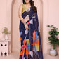 Netra Fashion Georgette Silk Printed Ready-to-Wear Saree with Lace Border (SCG)