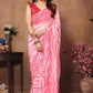 Netra Fashion Georgette Silk Printed Ready-to-Wear Saree with Lace Border (SCG)