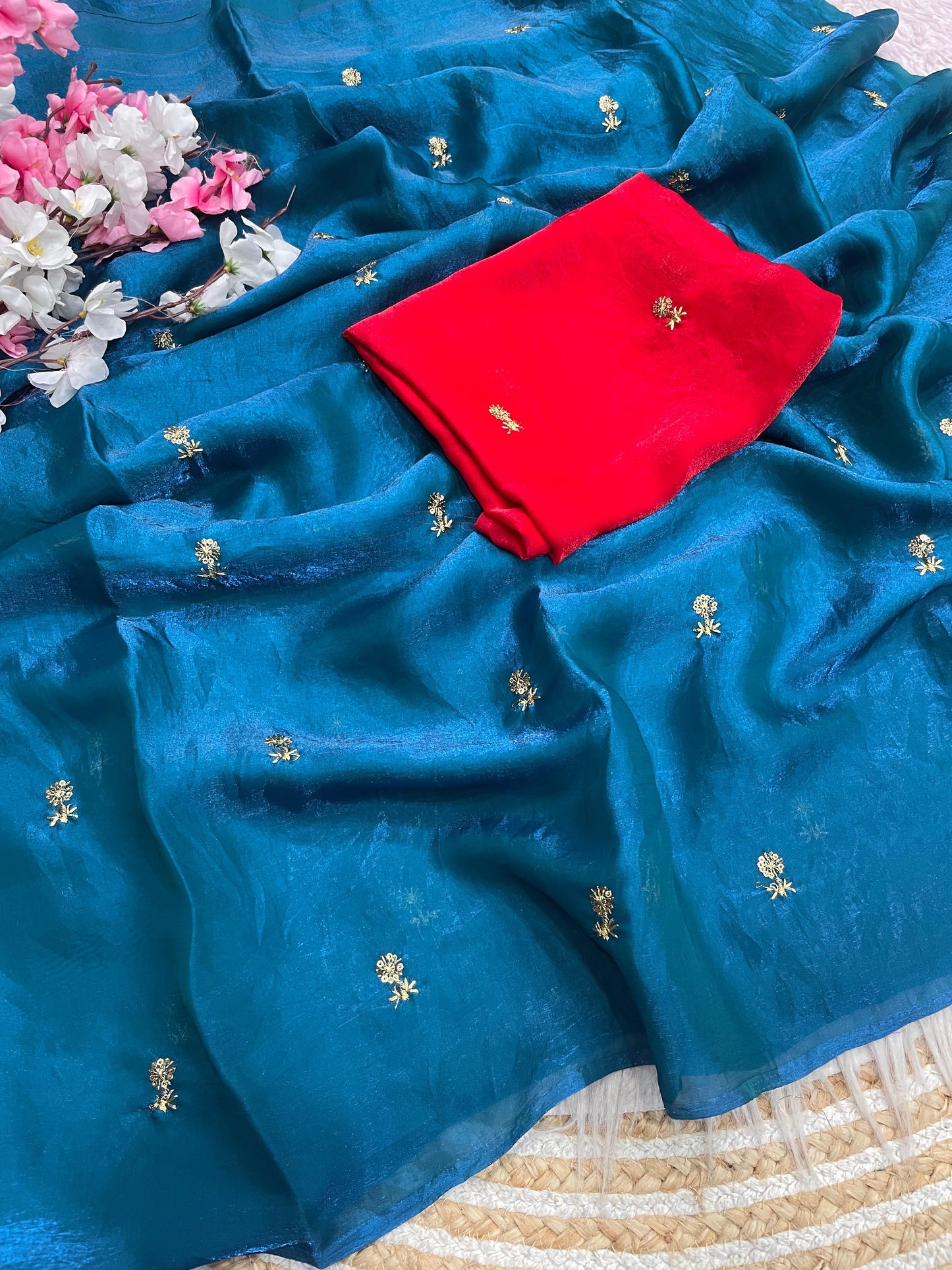 Bollywood Trending Fandy Satin Saree with Sequin Butti Work