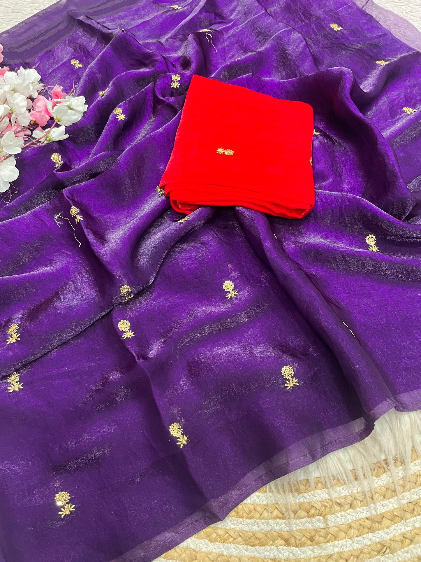 Bollywood Trending Fandy Satin Saree with Sequin Butti Work