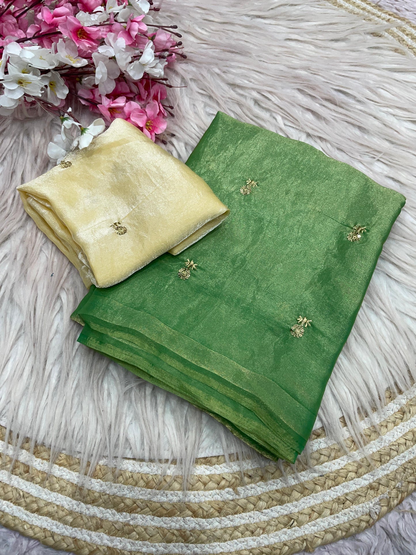 Bollywood Trending Fandy Satin Saree with Sequin Butti Work