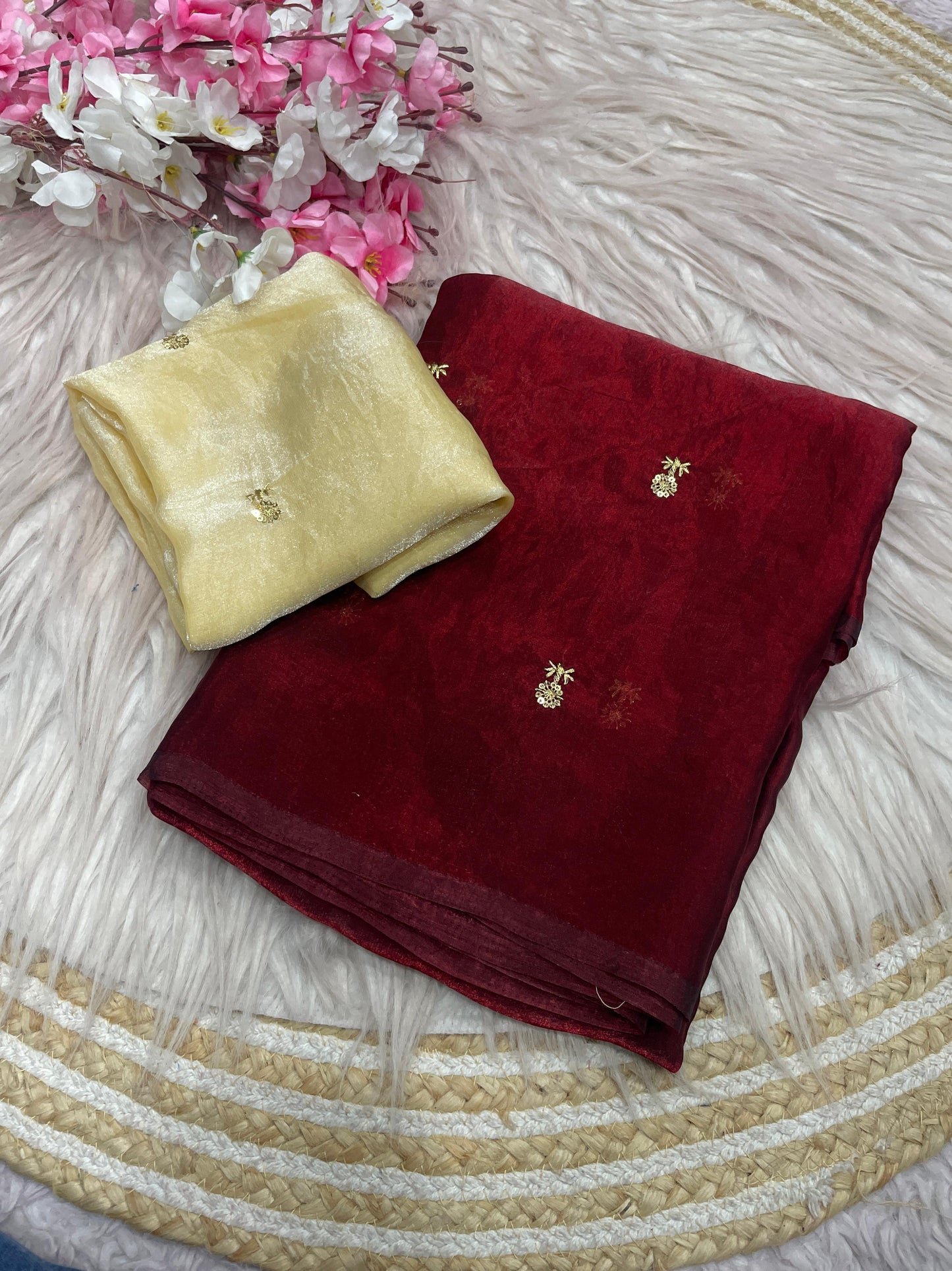 Bollywood Trending Fandy Satin Saree with Sequin Butti Work