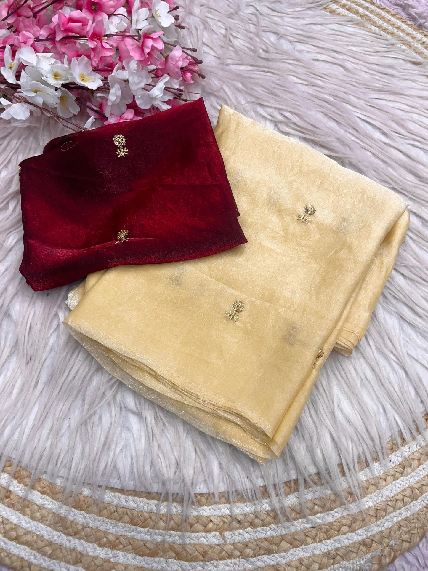 Bollywood Trending Fandy Satin Saree with Sequin Butti Work