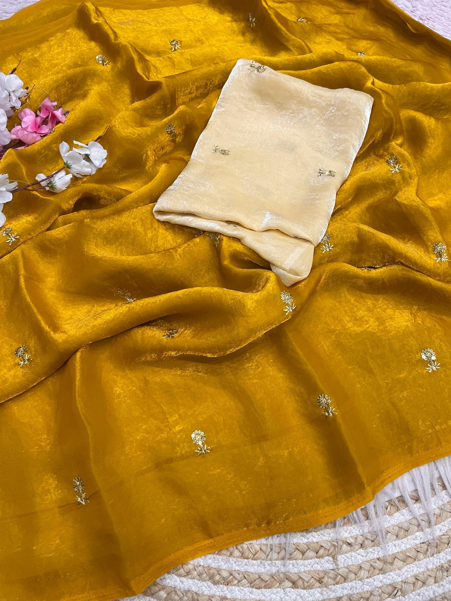 Bollywood Trending Fandy Satin Saree with Sequin Butti Work