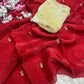 Bollywood Trending Fandy Satin Saree with Sequin Butti Work