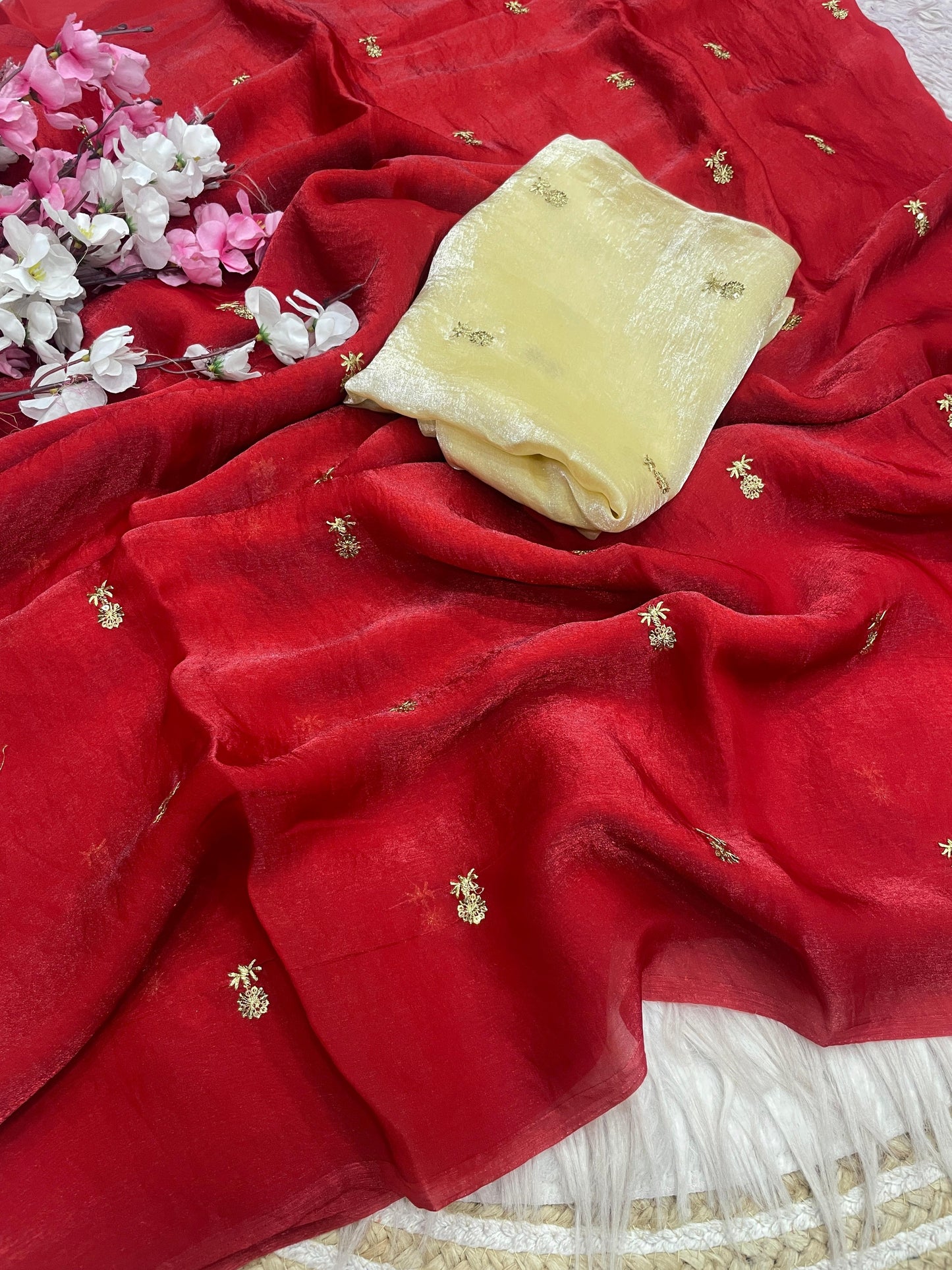 Bollywood Trending Fandy Satin Saree with Sequin Butti Work