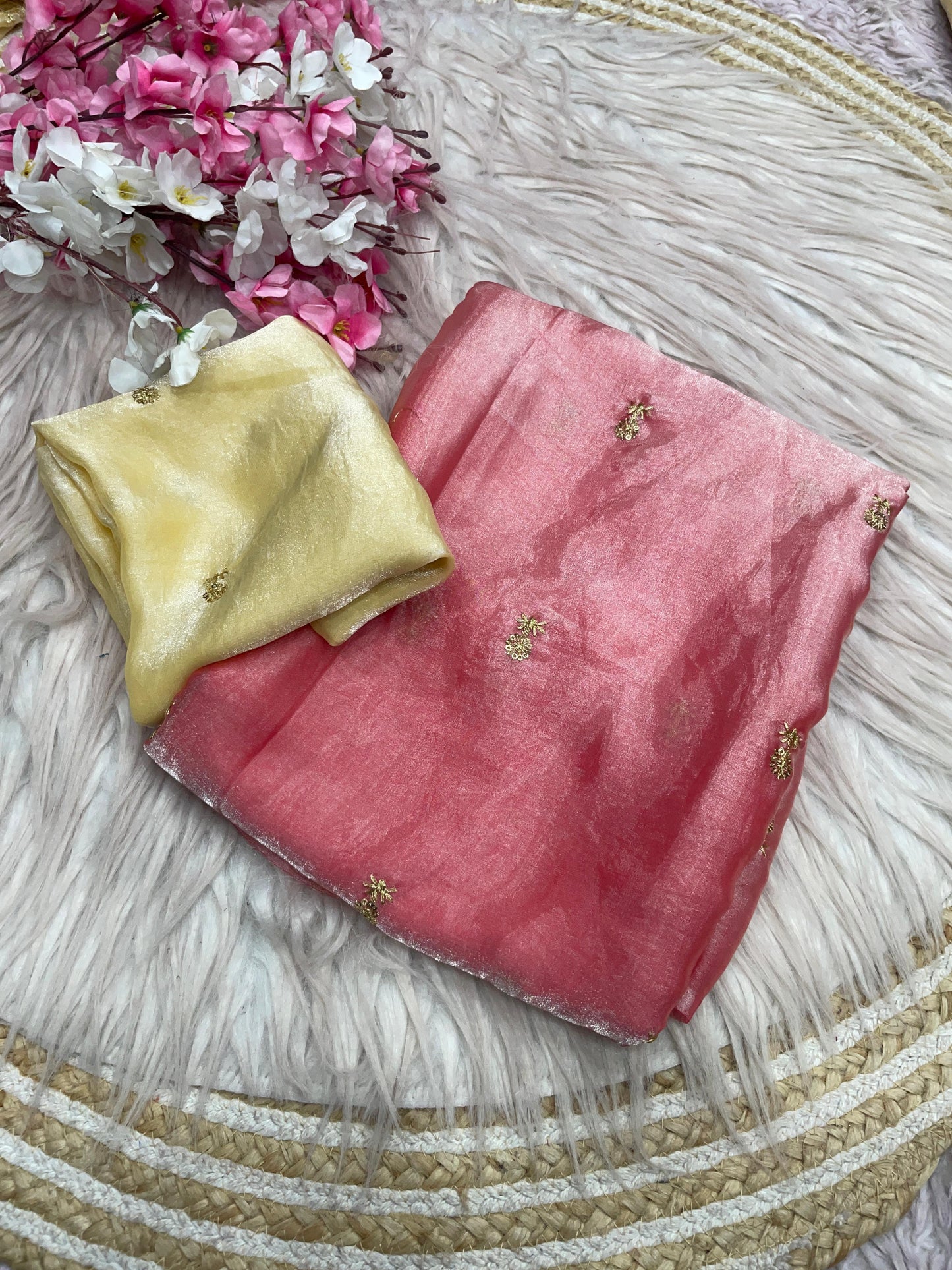 Bollywood Trending Fandy Satin Saree with Sequin Butti Work