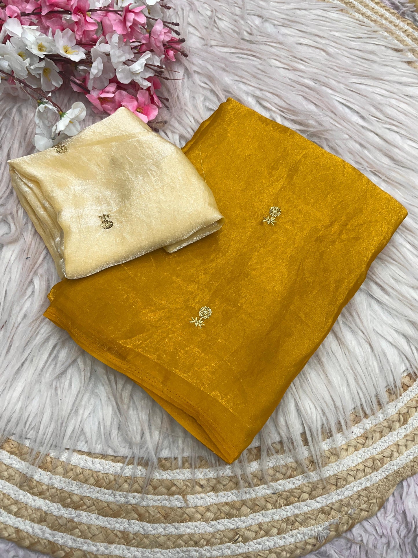 Bollywood Trending Fandy Satin Saree with Sequin Butti Work