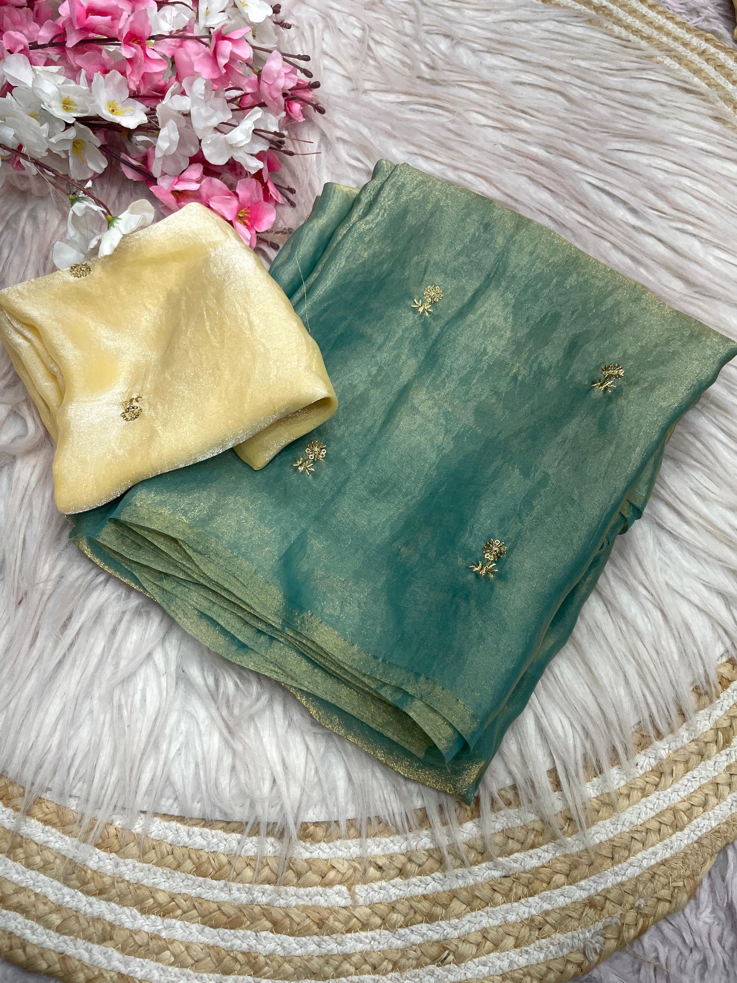 Bollywood Trending Fandy Satin Saree with Sequin Butti Work